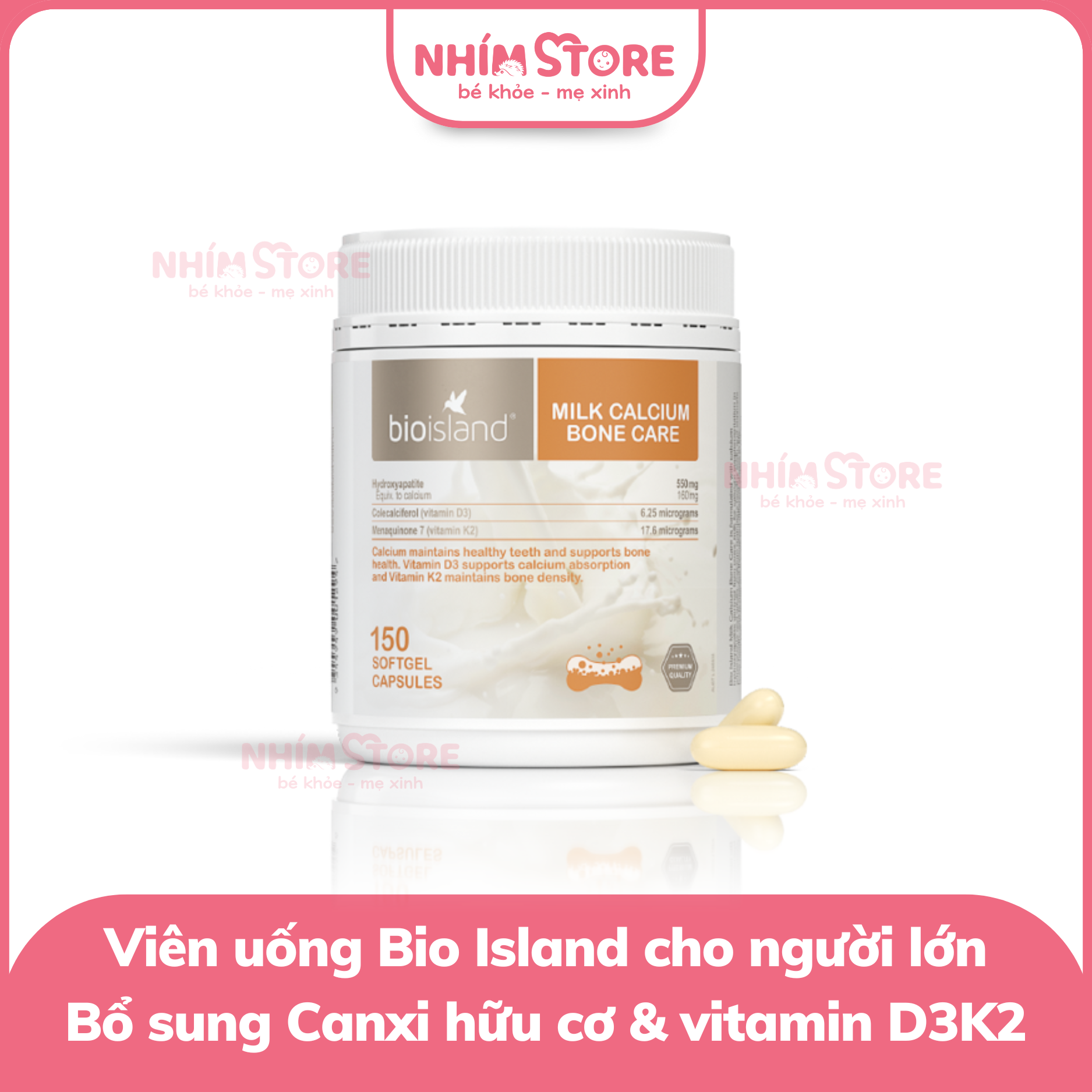 Viên uống bổ sung Canxi Bio Island người lớn