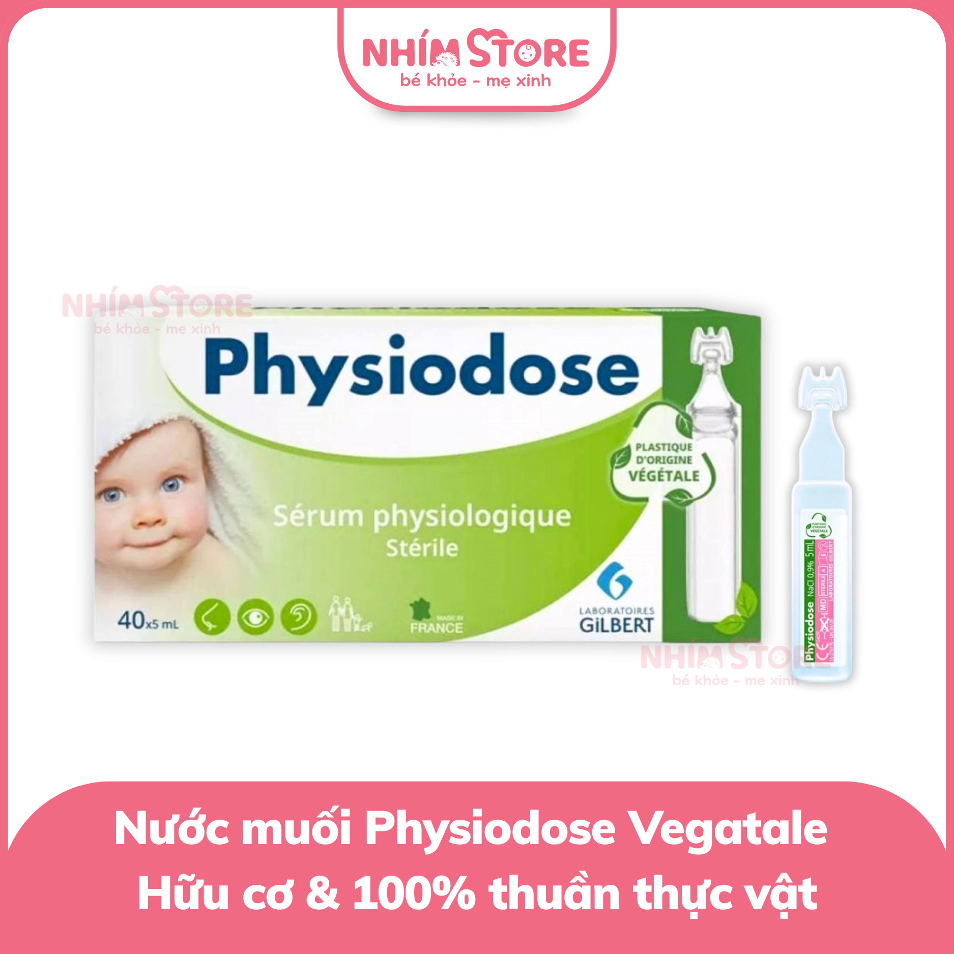 Nước muối Physiodose Vegatale thực vật xanh lá