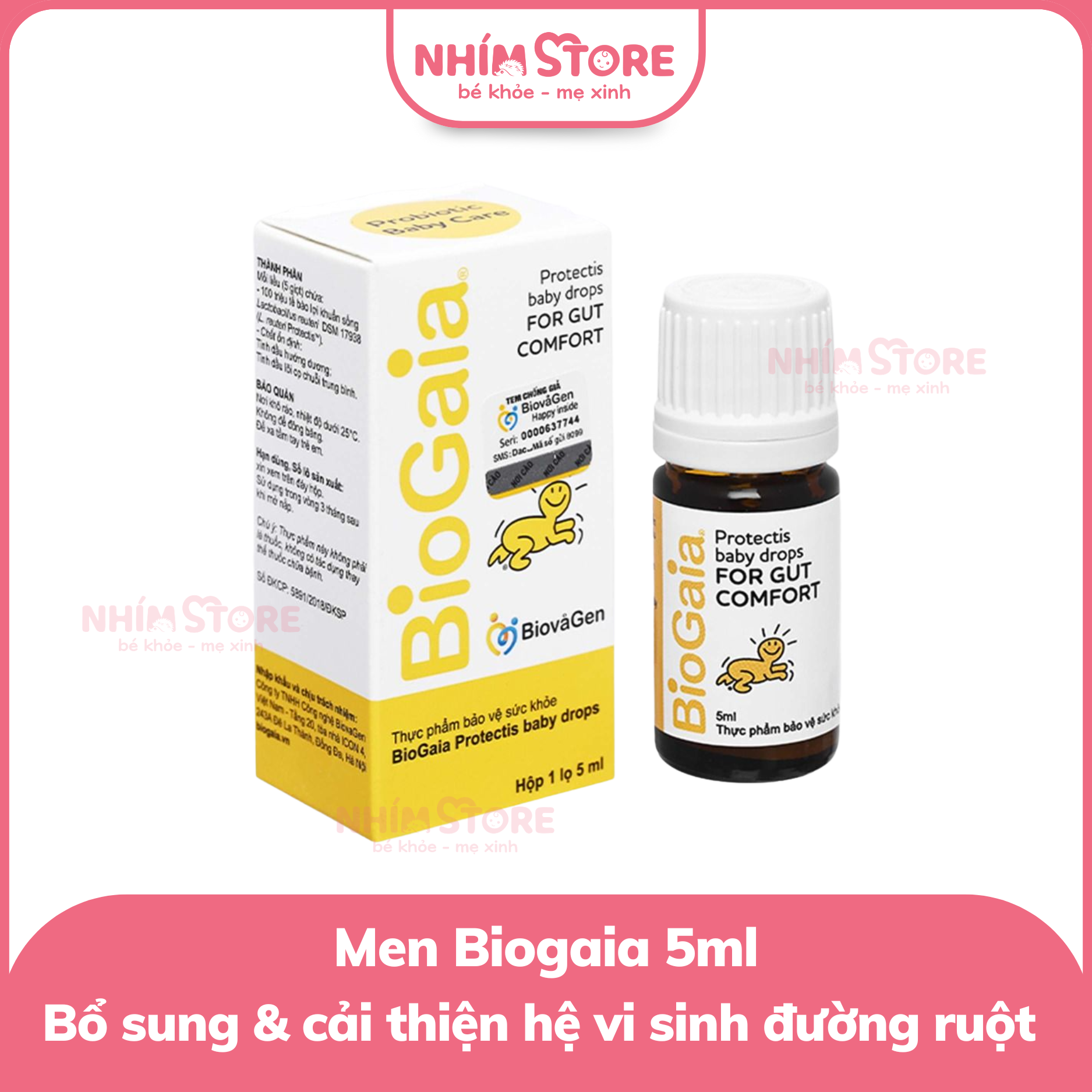 Men bổ sung và cải thiện hệ vi sinh đường ruột Biogaia 5ml thuỷ tinh của Thuỵ Sỹ