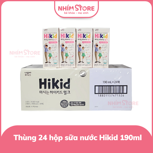 Thùng 24 hộp sữa nước Hikid 190ml