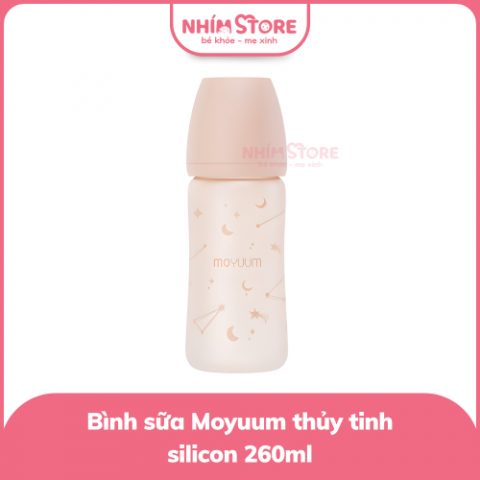 Bình Moyuum thủy tinh bọc silicone họa tiết twinkle 240ml