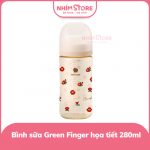 Bình sữa Green Finger BebeGrow PPSU 280ml họa tiết hoa đỏ – Kèm núm size M