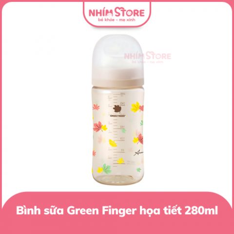 Bình Sữa Bebe Grow Green Finger 280ml PPSU – Kèm núm size M