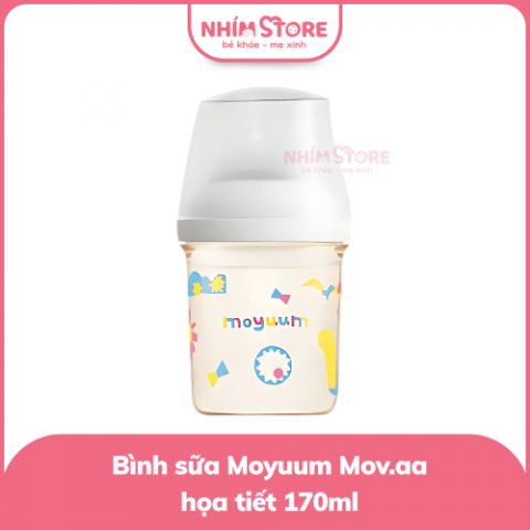 Bình Sữa Moyuum Mov.aa PPSU 160ml – Họa tiết trắng