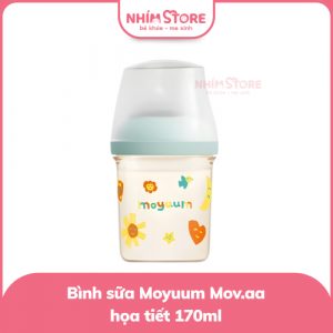 Bình Sữa Moyuum Mov.aa PPSU 160ml – Họa tiết xanh mint