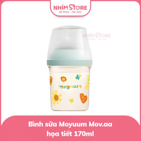 Bình Sữa Moyuum Mov.aa PPSU 160ml – Họa tiết xanh mint