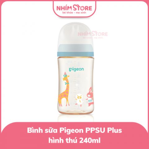Bình sữa Pigeon PPSU Plus họa tiết hình thú 240ml