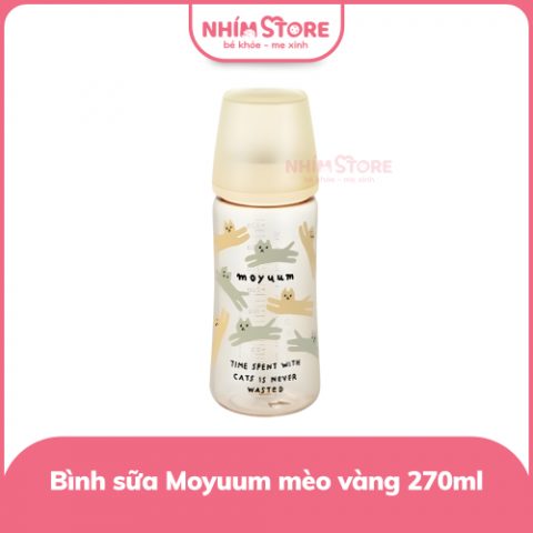 Bình sữa Moyuum thế hệ 3 PPSU họa tiết mèo vàng 270ml