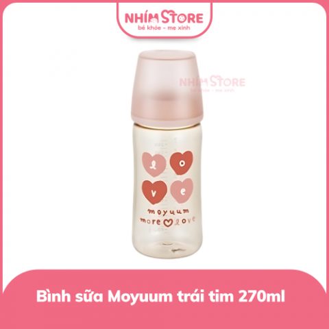 Bình sữa Moyuum thế hệ 3 PPSU họa tiết tim đỏ 270ml