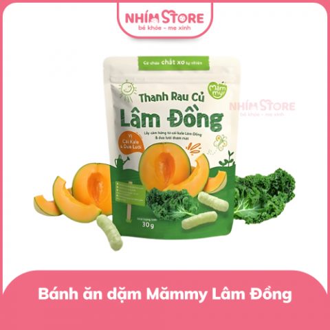 Bánh ăn dặm Mămmy Lâm Đồng vị cải Kale dưa lưới
