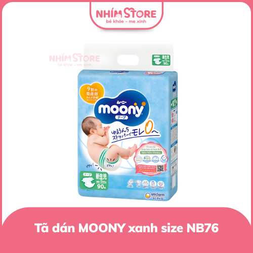 Tã dán Moony xanh size NB76