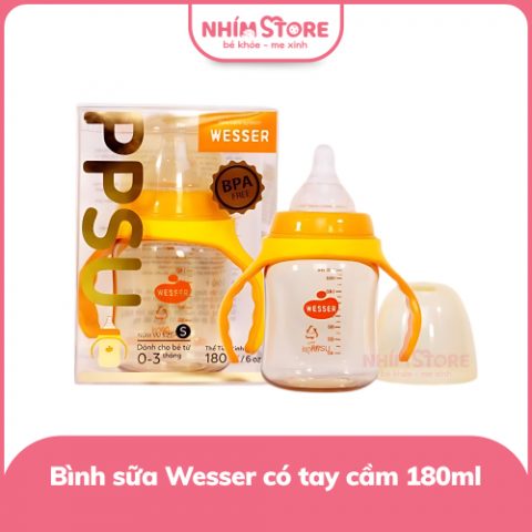Bình sữa Wesser PPSU có tay cầm 180ml
