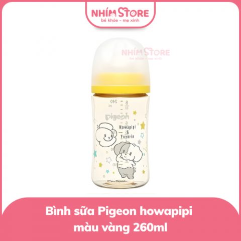 Bình sữa Pigeon PPSU Howapipi màu vàng 240ml