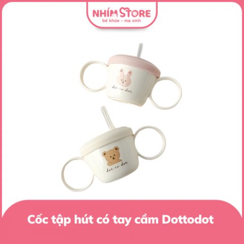 Cốc tập hút Dottodot kèm nắp đậy 2in1