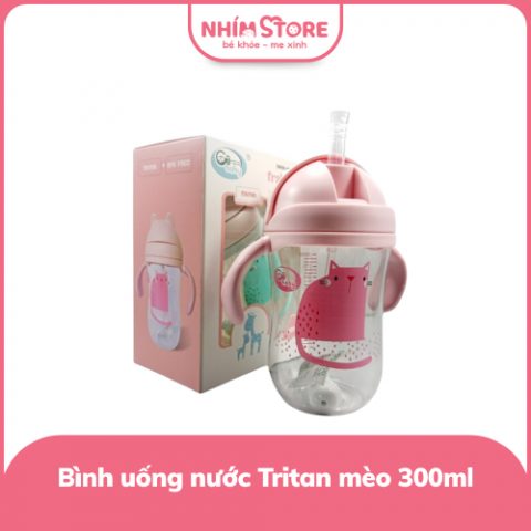 Bình nước tritan mèo 300ml GB Baby