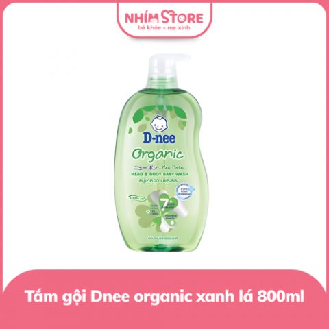 Tắm gội toàn thân D-Nee Organic xanh lá 800ml