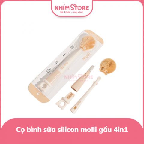 Cọ bình sữa silicon Molli gấu 4in1
